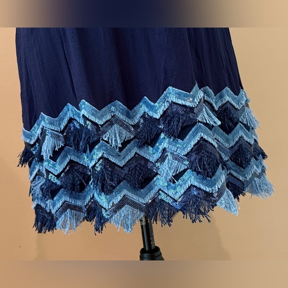 Women’s Anthropologie Maeve Festivity Swing Navy Dress- Size 2 - Picture 6 of 8